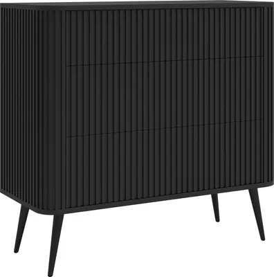 Immagine prodotto di Selsey Ovarlo - Cassettiera a 3 cassetti, nera con gambe in metallo, 93 cm