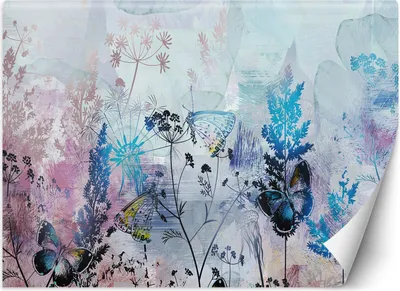 Produktbild von Vlies fototapete Wiese Schmetterlinge Bunte Blumen 200x140 cm Feeby Bunt inkl. Kleber einfache Montage