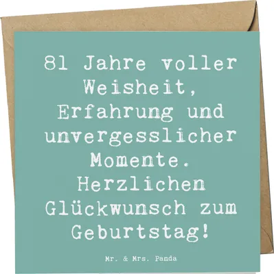 Produktbild von Mr. & Mrs. Panda Klappkarte Spruch 81. Geburtstag - Meeresbrise - Geschenk, doppelkarte, anlasskarte, Glückwunschkarte, Herzlichen Glückwunsch, faltkarte, Erfahrung