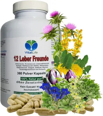 Produktbild von Leber Komplex 12 Leberfreunde 360 Kapseln Leberkräuter, Bitterkräuter + Bitterstoffe NATUR Pur OHNE Zusatzstoffe.