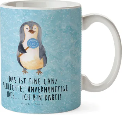 Produktbild von Mr. & Mrs. Panda Plastikbecher Pinguin Lolli - Eisblau - Geschenk, Gauner, Kindertasse, Reisebecher, Süßigkeiten, Pinguine, Mehrwegbecher, Unvernünftig, Pott, Spruch