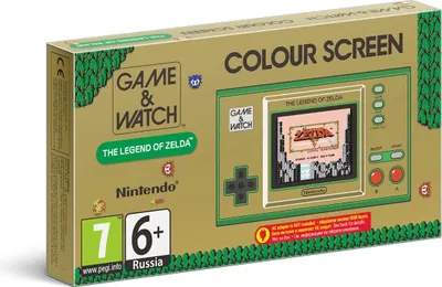 The image shows the packaging of a Nintendo Game & Watch console featuring The Legend of Zelda.