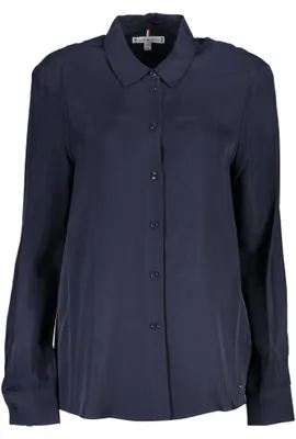 Produktbild von Nachhaltige Damenbluse Blau mit Italienischem Kragen & Logo-Applikation