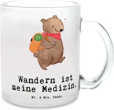 Produktbild von Mr. & Mrs. Panda Pott Bär Wandern - Transparent - Geschenk, Bergsteigen, getränkebecher, Spazieren, Natur Entdecken, Haferl, Freizeitsport, Outdoor Sport, Motivtasse