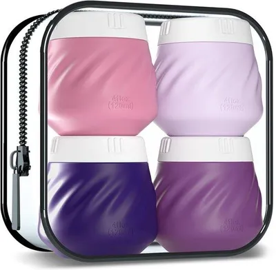 Produktbild von Unyqoos® Reise-Flaconset – Silikon-Cremetiegel für Toilettenartikel, transparentes Etui, auslaufsicher & wiederverwendbar, TSA‑konform für Reisen, Wochenend- und Geschäftsreisen