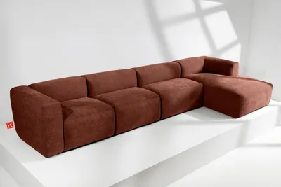 Obrázek produktu pro KONSIMO rohová pohovka pravá 6místná s extrémně měkkým sedákem "BUFFO", oranžová, tkaná látka, Boho ,377x73x172/96 cm