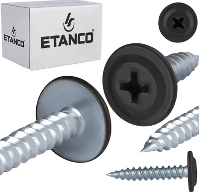Immagine prodotto di ETANCO GM-S viti autofilettanti per lamiera a testa piatta RAL 7021 nero grigio 4,2 x 14 mm 250 pz.