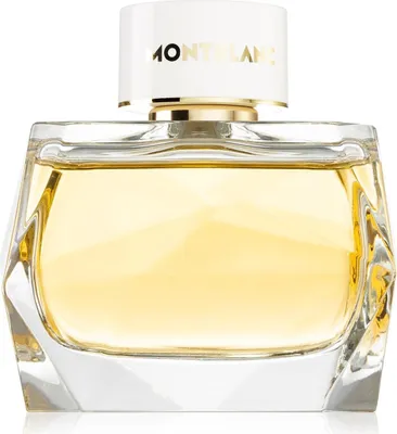 A clear, front-facing studio shot of a Mont Blanc Signature Absolue Eau de Parfum bottle.