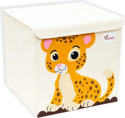 Immagine prodotto di Intirilife scatola portaoggetti con coperchio per bambini - 35 x 33,5 x 33 cm - motivo Tigre - contenitore cubo per giocattoli coperte vestiti compatibile con gli scaffali Kallax
