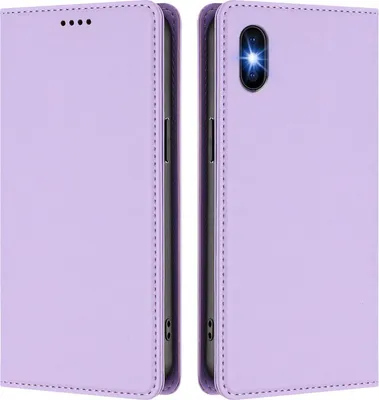 Image de Étui en cuir pour iPhone X/iPhone XS, étui à rabat magnétique en cuirPolyuréthaneavec support, violet clair
