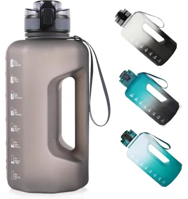 Produktbild von 2.2L Sport Trinkflasche mit Zeitmarkierungen und Griff Grau