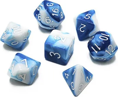 Produktbild von Verschiedene Würfel - 7 Stück Farbe Blau Rollenspiele
