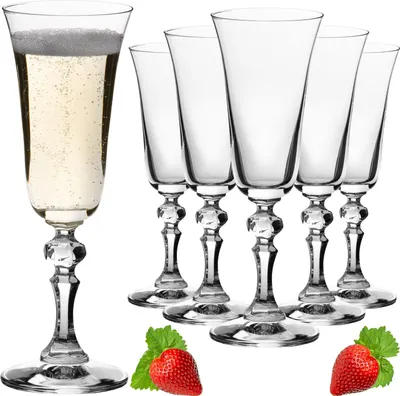 Produktbild von IMPERIAL Stilvolle Sektgläser 180ml Serie "Vintage" Set 6-Teilig Sektkelche aus Crystalline Glas Spülmaschinenfest