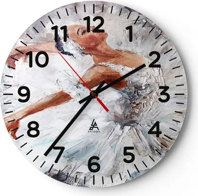 Produktbild von Wanduhr - Rund - Glasuhr - Frau Tanz Ballett Körper - 30x30cm - Schleichendes Uhrwerk - Lautlos - zum Aufhängen bereit - Dekoration Modern - Wanddekoration aus Glas - C4AR30x30-3101