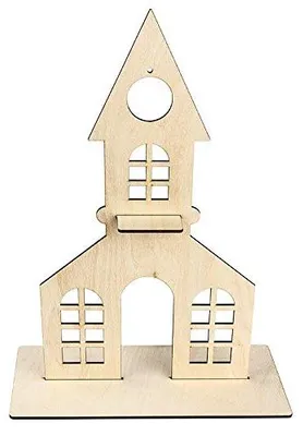 Holzkirche, dekorativ, 38x21,2 cm, mit Aussparung und Plattform