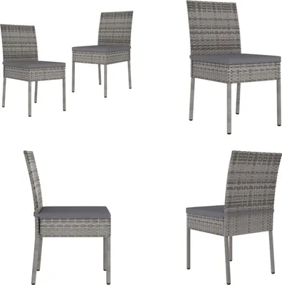 Produktbild von vidaXL Garten Essstühle 2 Stk. Poly Rattan Grau - Essstuhl - Essstühle - Gartenstuhl - Gartenstühle