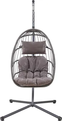 Produktbild von Hängesessel 'Edeng' mit Gestell und Kissen für 1 Person 196 x 110 x 95 cm Grau