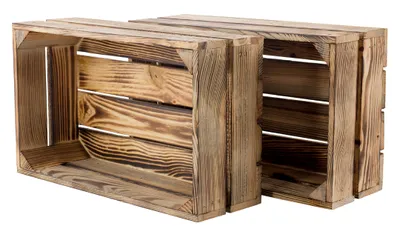 Produktbild von Geflammte Holzkiste Schublade, Länge 47 cm, Breite 29 cm, Höhe 15,7 cm