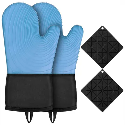 Productafbeelding van Solidchoice - Extra Lange Siliconen Hittebestendige Handschoenen voor BBQ