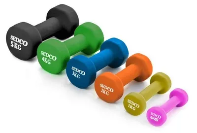 Immagine prodotto di Manubrio in neoprene Sedco, disponibile in vari colori, da 0,5 kg a 5 kg