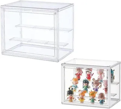 Image de Boîte de collection en acrylique transparent - Boîte de présentation à 3 étages - Convient pour les figurines, les miniatures et les objets de collection (à monter soi-même ; dimensions : 27 × 18 × 21 cm)