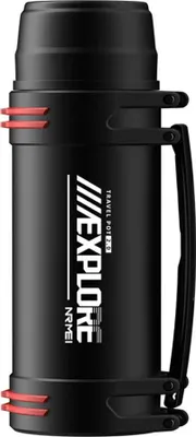 Produktbild von Thermoflasche aus Edelstahl - Isolierflasche 1200 ml - Doppelwandig - Auslaufsicher - Hält Getränke heiß und kalt - Schwarz