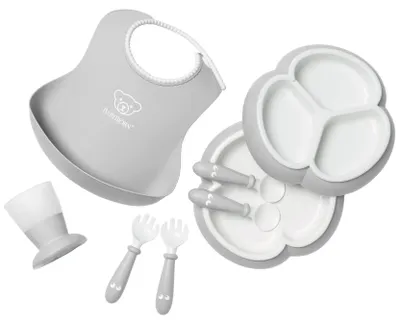 Image de Ensemble de couverts pour bébé, 8 pièces, gris