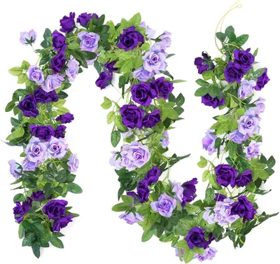 Image de Plante artificielle suspendue - Lot de 3 - En soie - Violet et rose