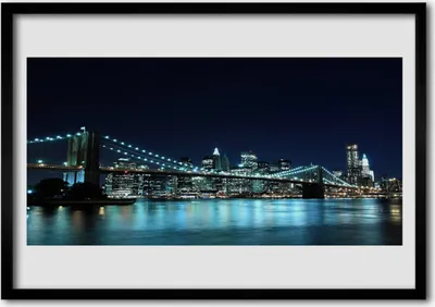 Produktbild von Bild 100x70 MDF-Rahmen Wandkunst Bridge City Architektur Nacht