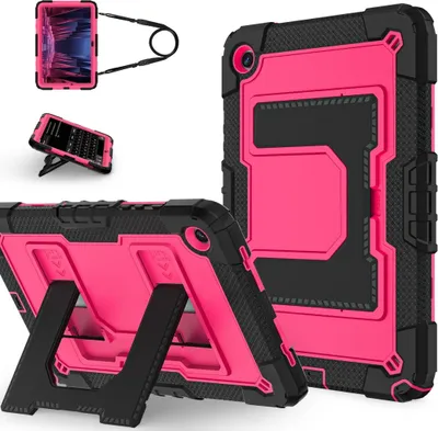 Obrázek produktu pro Silikonové hybridní pouzdro pro Samsung Galaxy Tab A11 Plus Big Holder & Strap Pink