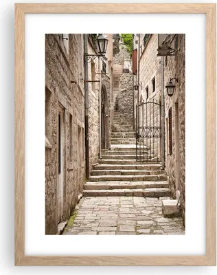 Produktbild von Gerahmtes Poster - Rahmen in heller Eiche - Treppen Kroatien Dubrovnik - 30x40 cm - Wand Bild - Wanddeko - Wandbilder - Kunstposter - Wandposter - Bilderrahmen - Bilder - Kunstdruck - P2NPA30x40-5148