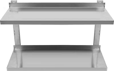 Image de Tablette murale en acier inoxydable double étagère murale Console Étagère 80cm