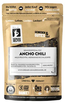 Produktbild von Ancho Chili geschrotet, mild-fruchtig aus Mexiko, 50g