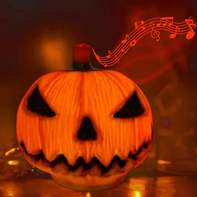 Halloween-Pumpen-Windlicht mit LED und Gruselgeräusch