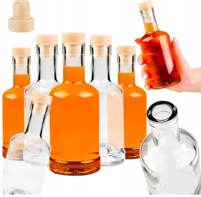 Zdjęcie produktu dla SuperButelki - 50x Butelka szklana TADEK 250 ml z korkiem, na nalewki bimber wódkę alkohol napoje wodę, grube szkło 0,25 flaszka ozdobna, zestaw 0,25l