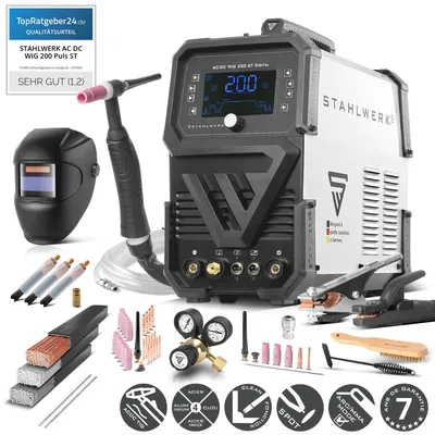 Image de STAHLWERK Poste à souder sous protection gazeuse 3 en 1 combiné AC/DC TIG 200 ST Digital - équipement complet - TIG & MMA 200 A, mode Clean pour le nettoyage électrochimique, productTiles.product.images.aiGenerated