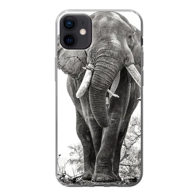 Produktbild von MuchoWow® Handyhülle Schutzhülle Hülle für iPhone 12 mini Elefant - Porträt - Tiere - Schwarz und weiß Silikon Softcase Handy Hülle - Bild