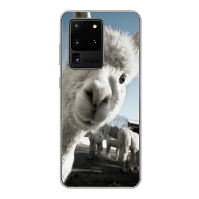 Produktbild von MuchoWow® Handyhülle Schutzhülle Hülle für Samsung Galaxy S20 Ultra Alpaka - Weiß - Tier Silikon Softcase Handy Hülle - Karteninhaber