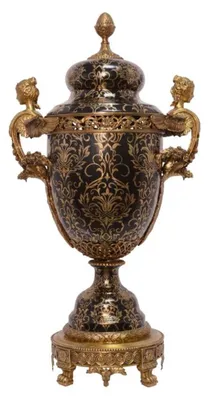 Image de Casa Padrino Vase en porcelaine baroque avec 2 poignées et couvercle - Vase Hôtel de luxe