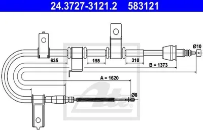 Produktbild von ATE Handbremsseil Seilzug Feststellbremse für HYUNDAI GETZ (TB) Hinten Rechts 24.3727-3121.2