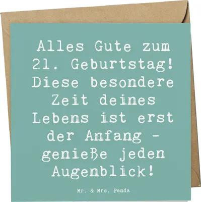 Produktbild von Mr. & Mrs. Panda Glückwunschkarte Spruch 21. Geburtstag Freude - Meeresbrise - Geschenk, doppelkarte, Freiheit, Klappkarte, anlasskarte, von Herzen, Jung, Happy Birthday