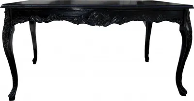 Produktbild von Casa Padrino Barock Esstisch mit Glasplatte Schwarz 160 cm - Barock Esszimmer Möbel