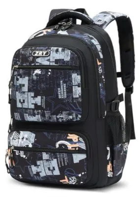 Image de Sac à dos pour adolescents, garçons, 40 litres, 9 compartiments, noir, imperméable, compartiment pour ordinateur portable 15,6 pouces