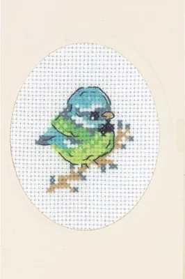 Produktbild von Permin Kreuzstich Stickpackung Grußkarte "Blaumeise", Zählmuster, 9x13cm