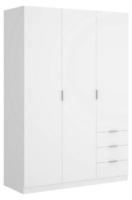 Obrázok produktu pre Skriňa s 3 dvierkami a 3 zásuvkami, priestranná skriňa do spálne s vešiakmi, rozmer 121x52x184 cm