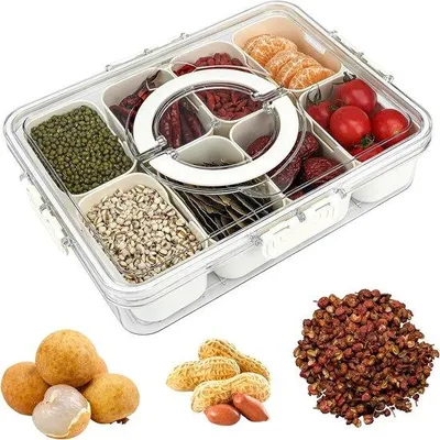 Immagine prodotto di Contenitore trasparente per snack con 8 scomparti e coperchio