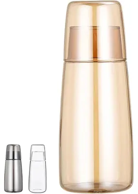 Productafbeelding van Glazen waterkan met beker, 750 ml, goudkleurig