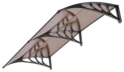 Imagen del producto de Toldo de puerta - Policarbonato - 200 x 100 cm - Marrón con soporte negro - Para entrada, terraza y ventanas