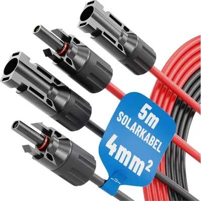 Produktbild von ABSINA 2x 5 Meter Solarkabel 4mm2 H1Z2Z2-K schwarz & rot - PV Kabel 4mm2 - Solarleitung 4mm2, PV Leitung