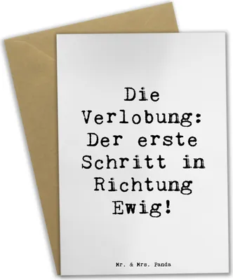 Produktbild von Mr. & Mrs. Panda Klappkarte Spruch Verlobung Schritt - Weiß - Geschenk, Heirat, Heiraten, einladungskarten, neujahrskarte, babykarte, Vertrauen, Geschenke, Brautpaar